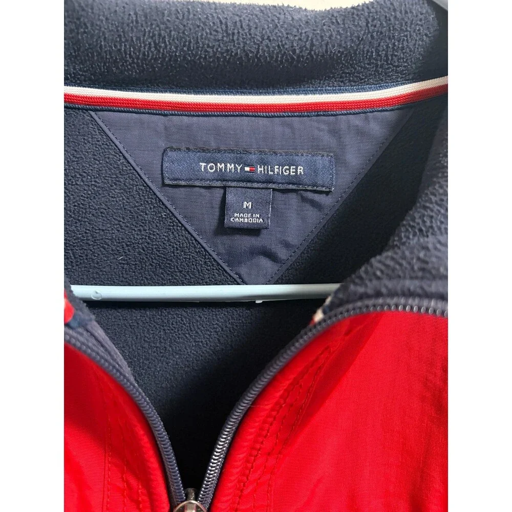 Tommy‎ Hilfiger jacket fleece lined red blue color block  medium
